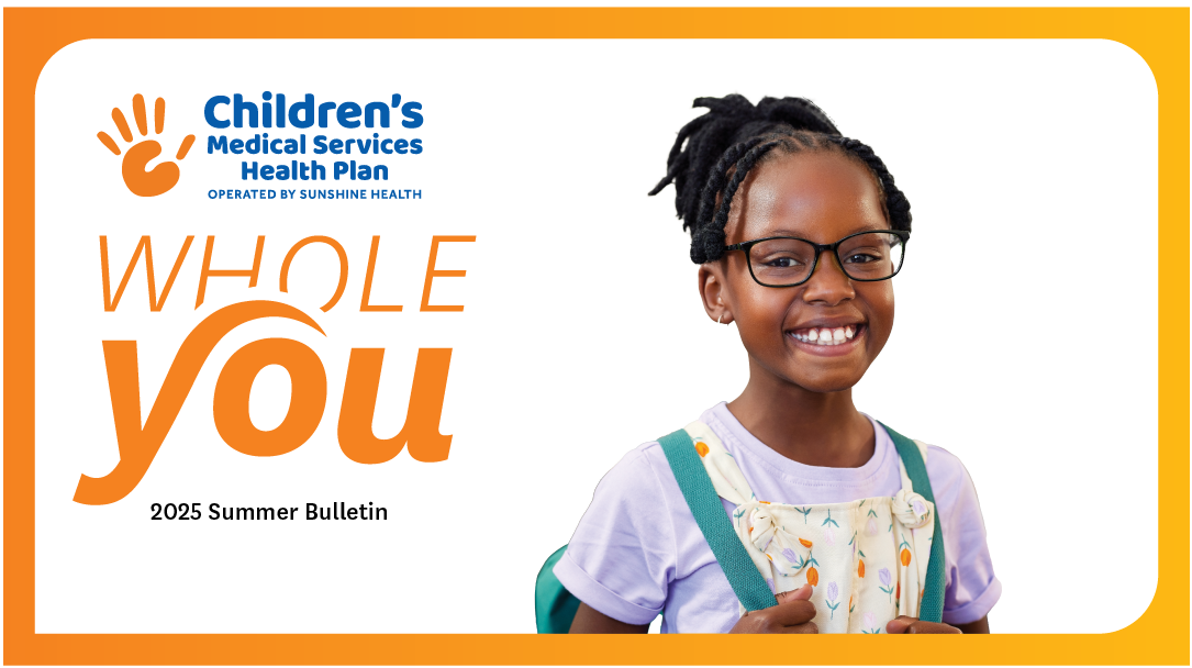 Young girl wearing backpack. Whole You 2025 Summer Bulletin